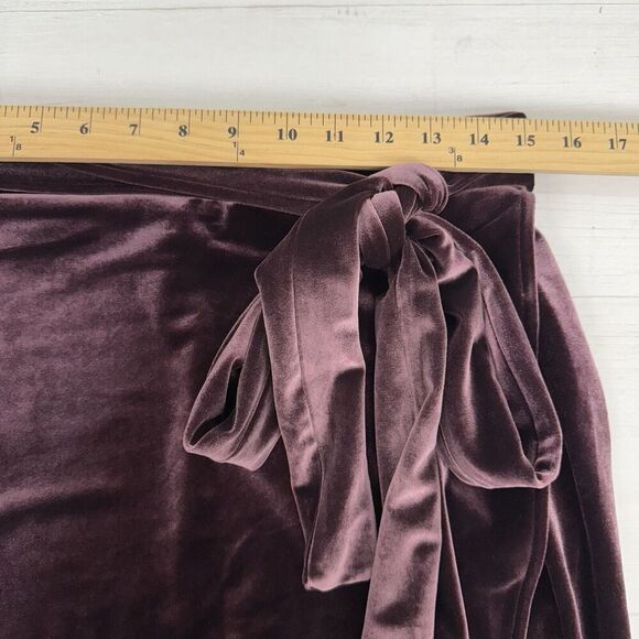Gap Velvet Wrap Midi Skirt Size Small Vamp Red Tie Waist Ruffle‎ Elastic Waist - Picture 11 of 15